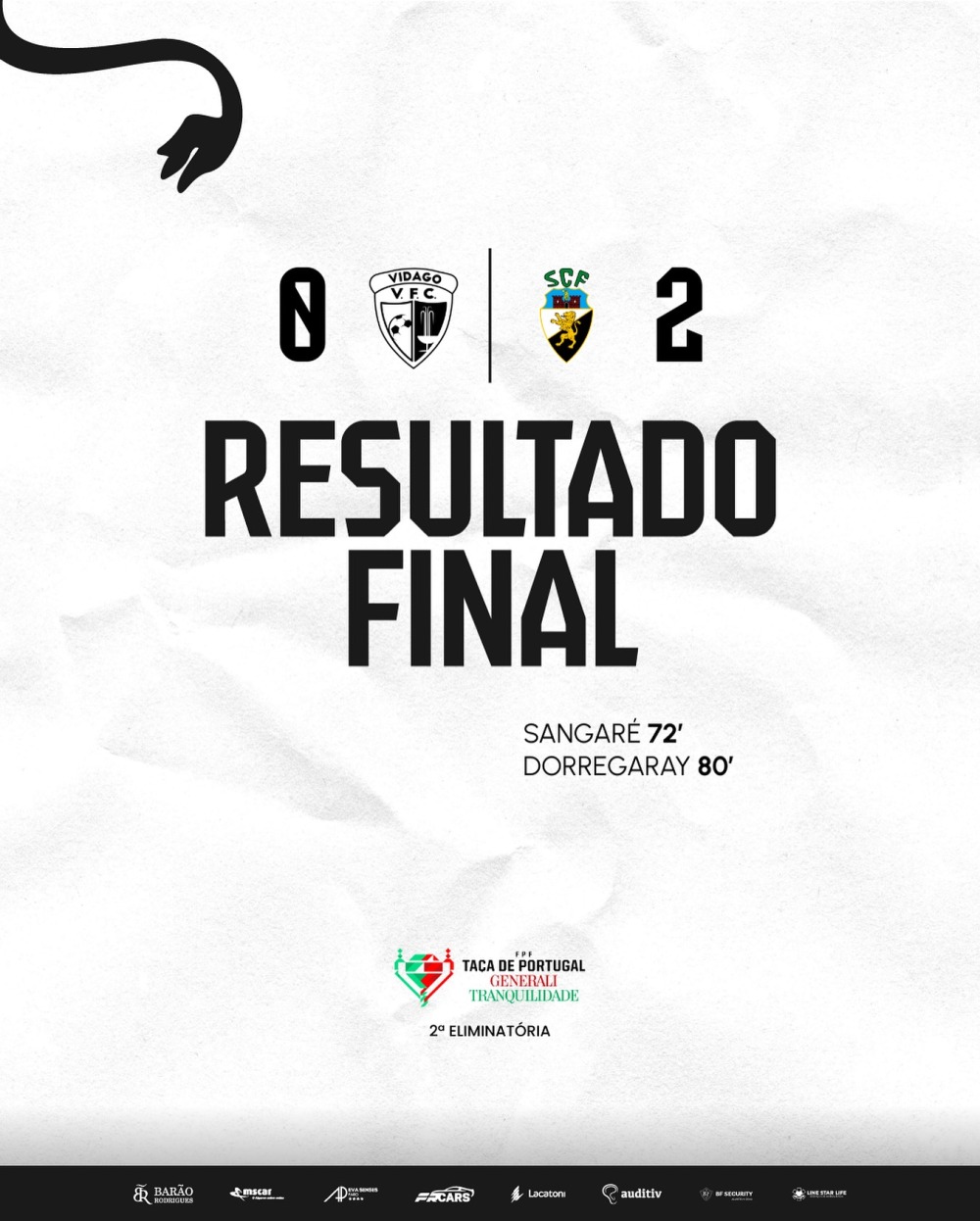 RESULTADO FINAL - 2ª ELIM. TAÇA DE PORTUGAL