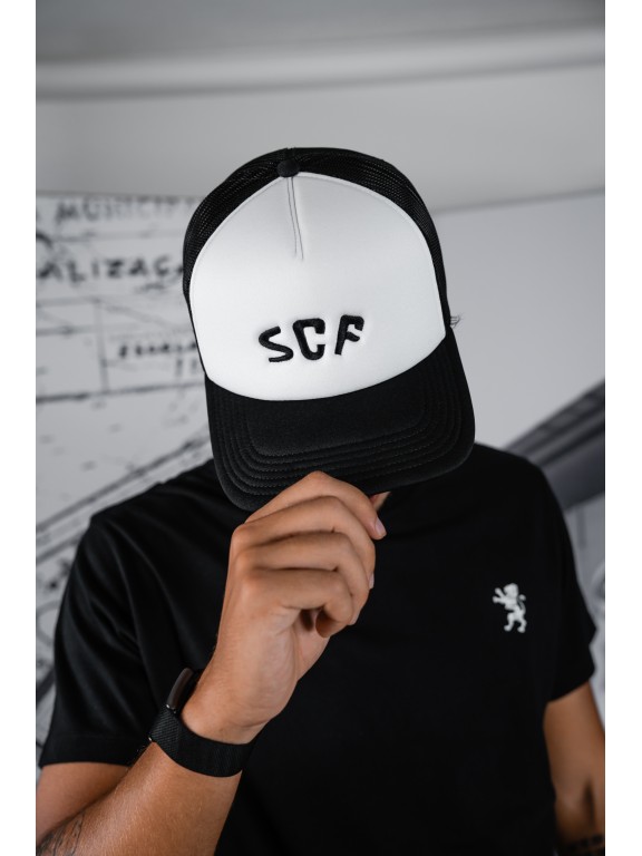 Boné "SCF" Trucker (Branco e Preto)